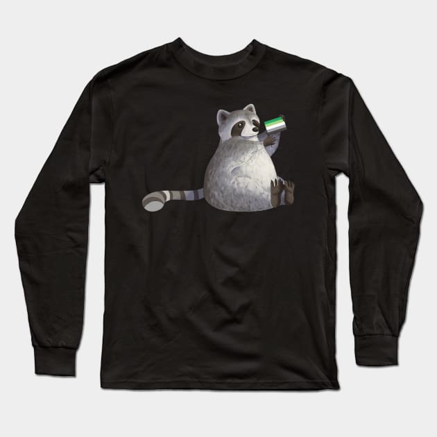 Aromantic Pride Raccoon Long Sleeve T-Shirt by celestialuka